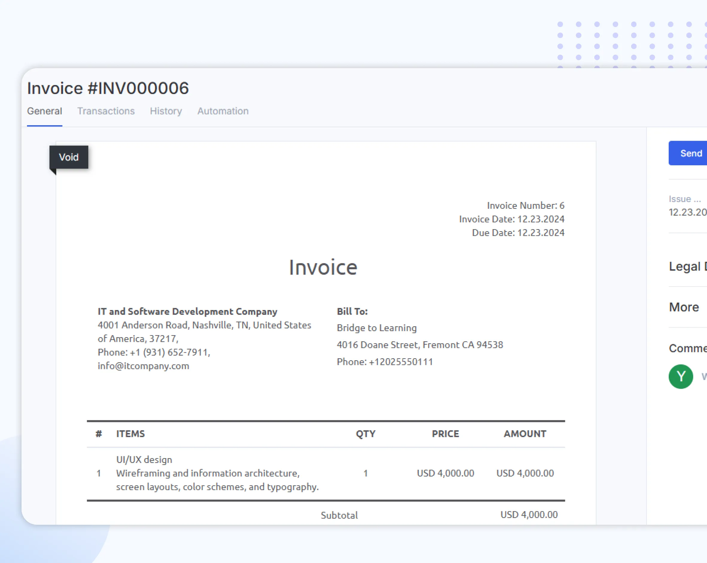 Financial workflow software automating invoice processing, including bill creation, approval, and payment tracking to reduce errors and delays.